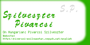 szilveszter pivarcsi business card